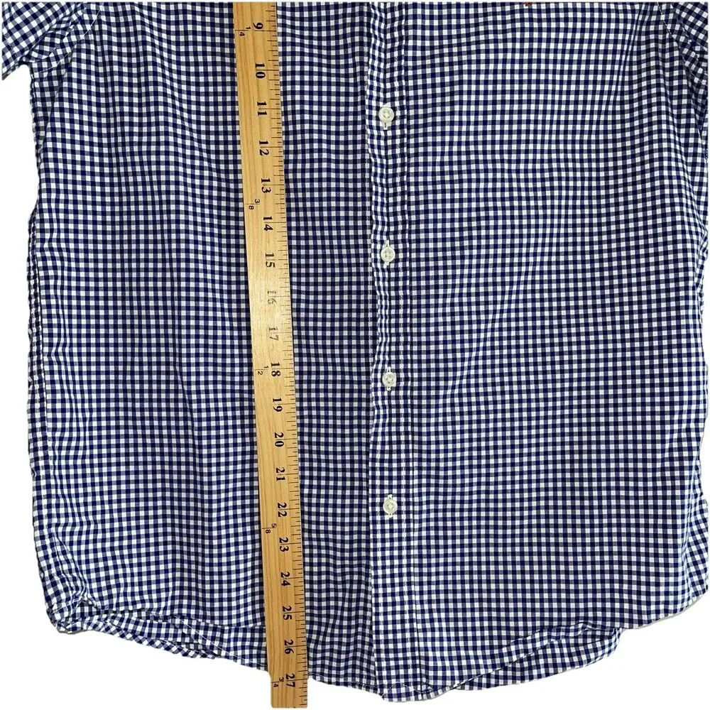 Ralph Lauren Boys Shirt Kids Size 18 20 Blue White Plaid Red Pony Short Sleeve